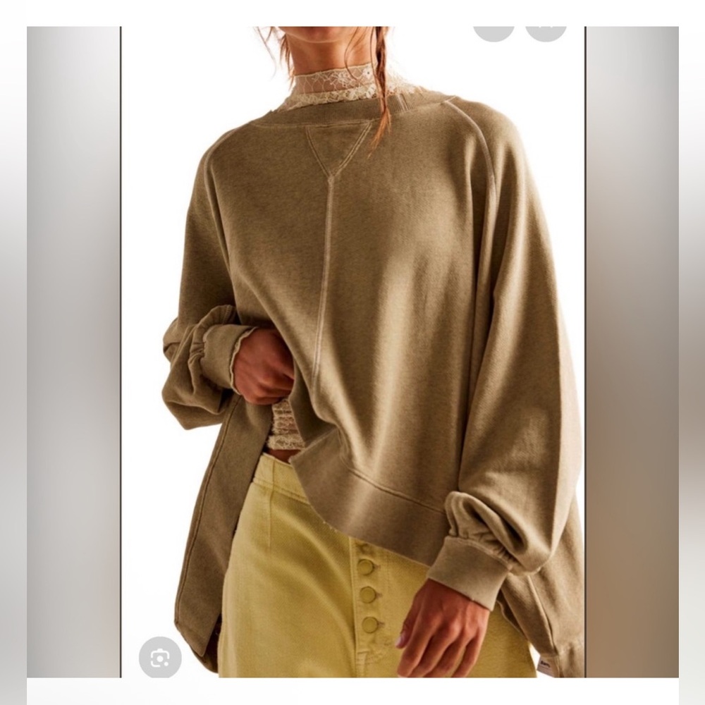 Free People Rework It & Reverse It Sweatshirt. Light green